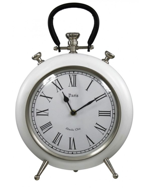 New Designer Metal PARIS White Round Table Clock Offer!