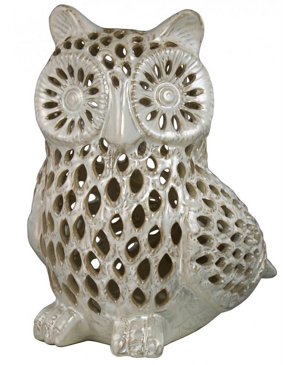 New Design Oyster Pearl Filigree Owl Figurine / Decoration 25.5cm