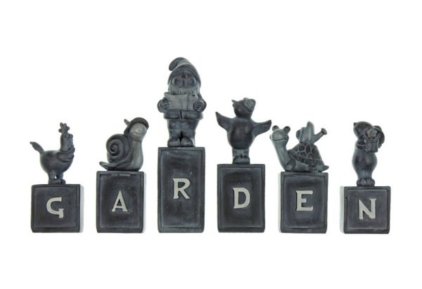 "Country Living" Grey Garden Letter Block Figurines