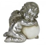 Pair Antique Silver Sleeping Cherub Decorations/ Ornaments 15.5cm OFFER!