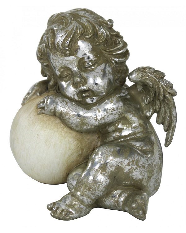 Pair Antique Silver Sleeping Cherub Decorations/ Ornaments 15.5cm OFFER!
