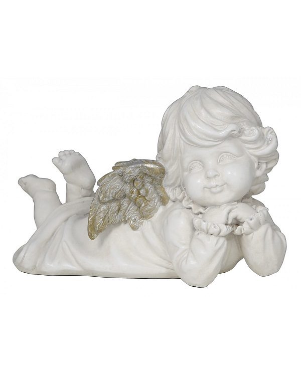 Pair Antique Silver & White Daydream Angel Decorations/Figurines 15.5cm