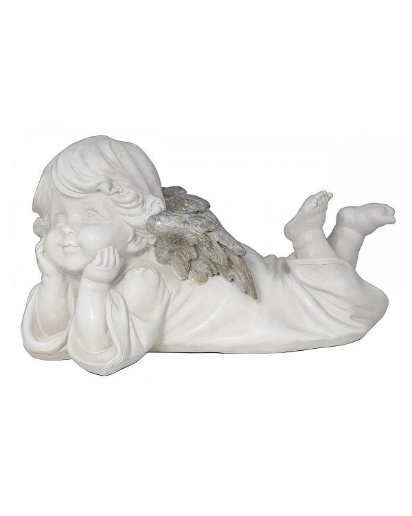 Pair Antique Silver & White Daydream Angel Decorations/Figurines 15.5cm
