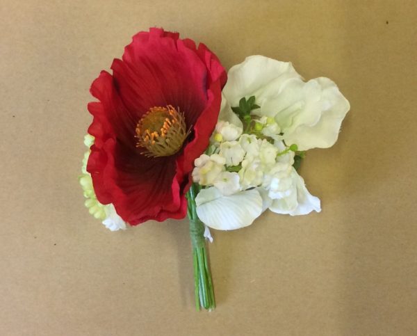 Mini Bunch / Corsage Red Poppy & Sweet Pea Silk Flowers Pack x12 Bargain !