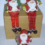 Tartan Santa & Skis Shelf Sitting Christmas Decorations 18cm Figurine