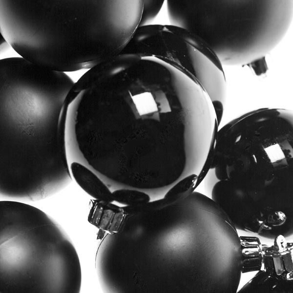 Pack 32 (2X16) Black Mix 50mm Shatterproof Baubles Christmas Tree Decorations Themed