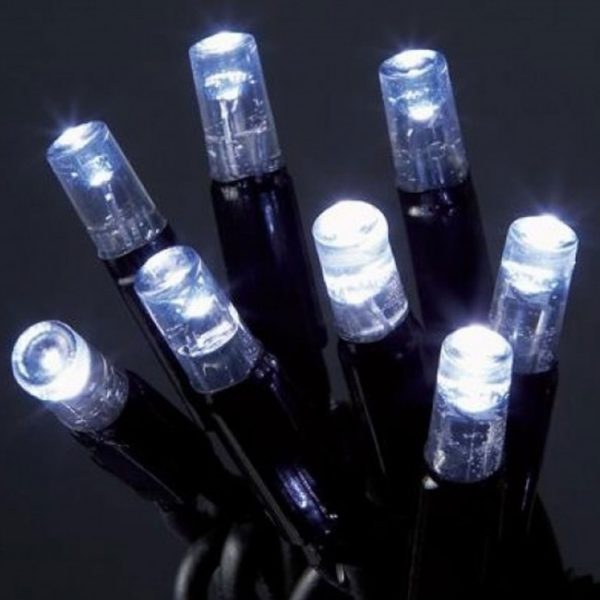 100 Multi Action Battery Operated White LED Christmas Lights With Timer