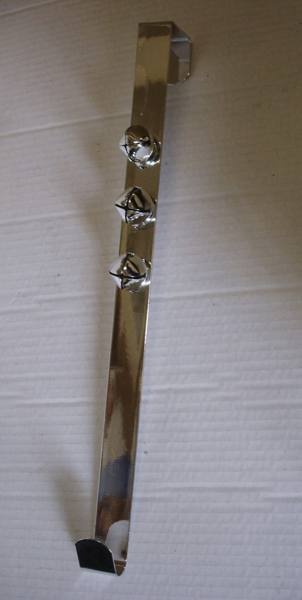Silver Metal Door Wreath Hanger + Jingle Bells 38cm Christmas