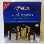 Set x3 LED Lit Parcels / Gifts Silver/Black Christmas Lights Indoor/Outdoor