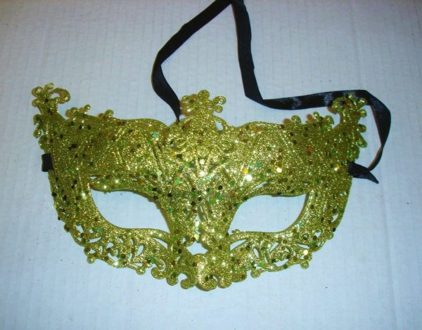 Green Filigree Mask Christmas Decoration / Fancy Dress Pack x2
