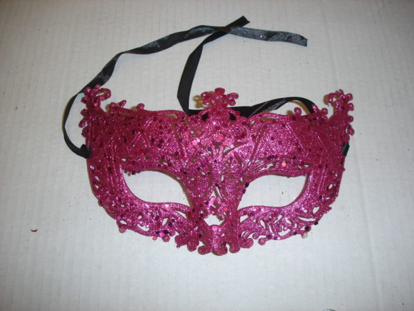 Pink Filigree Mask Christmas Decoration / Fancy Dress Pack x2