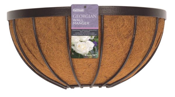 16-inch Georgian Wall Manger & Liner Black Iron Gardman 00940