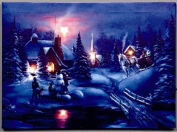 Canvas Print LED Lights Winter Homecoming 40x30cm Battery-Operated Christmas