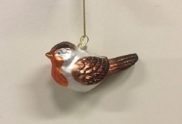 Traditional Christmas Tree Ornaments Glass Robins 12cm Pack x2