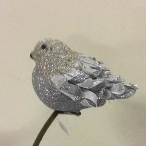 Glittered Fat Robin 'Silver' Clip On Christmas Decoration New Design 9cm