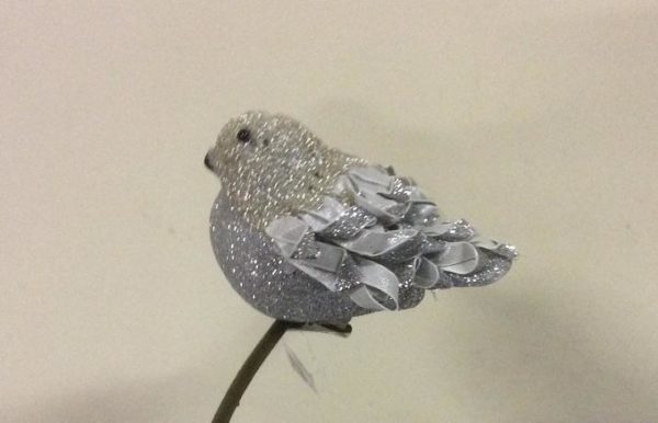 Glittered Fat Robin 'Silver' Clip On Christmas Decoration New Design 9cm