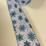 10yd Roll 'Blue/White Snowflakes' Fabric Wire Edge Christmas Ribbon 2.5" Wide