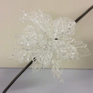 Clip On Flower Floral Christmas Decorations Mesh Poinsettia White 9" Pack 4