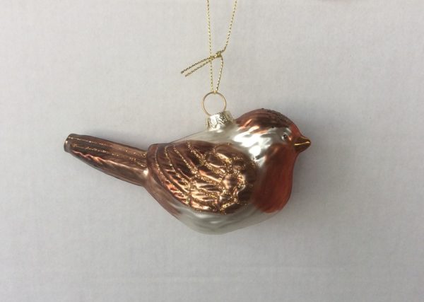 Traditional Christmas Tree Ornaments Glass Robins 12cm Pack x2