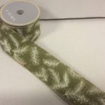 10yd Roll Green & White 'Fern' Quality Fabric Wire Edge Christmas Ribbon 2.5in Wide
