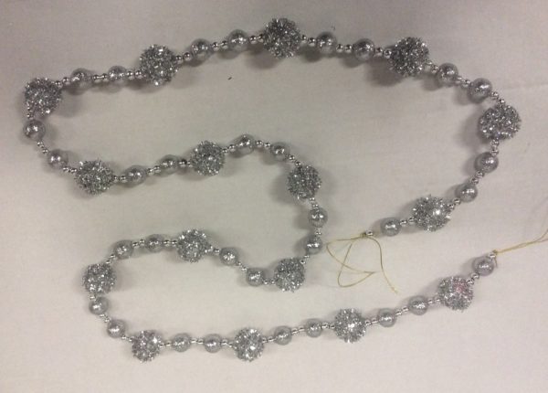New 6ft Long Ball & Bead Garland 'SILVER' Christmas Decoration