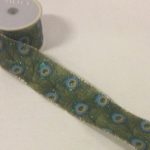 10yd Roll 'Peacock Tail' Fabric Wire Edge Quality Christmas Ribbon 2.5in Wide
