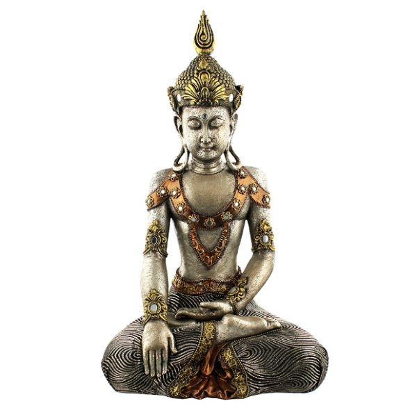 Silver Thai Buddha Figurine Sitting 45cm
