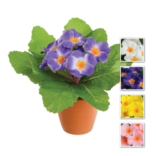 Primrose 'Potted' Artificial Silk Plant 19cm Pink