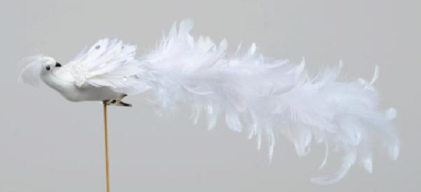 Deluxe Large White Decorated Bird 38cm Christmas Decoration New Design
