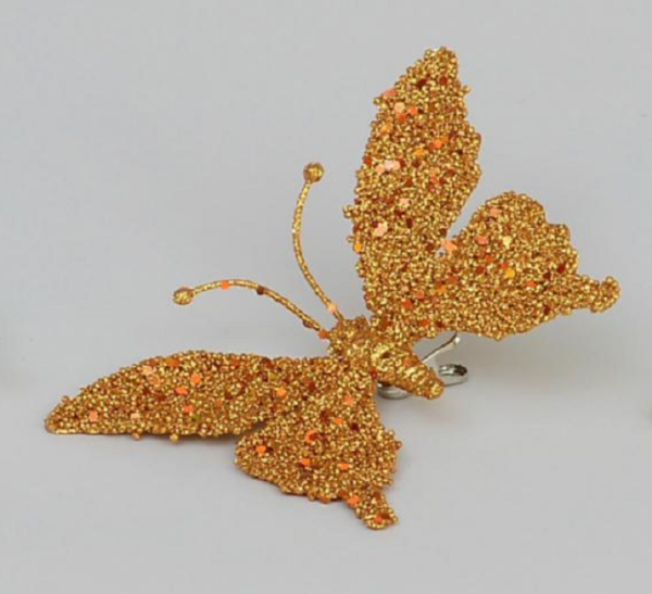 Clip-On Butterfly's 18cm Christmas Decorations Copper Pack x6