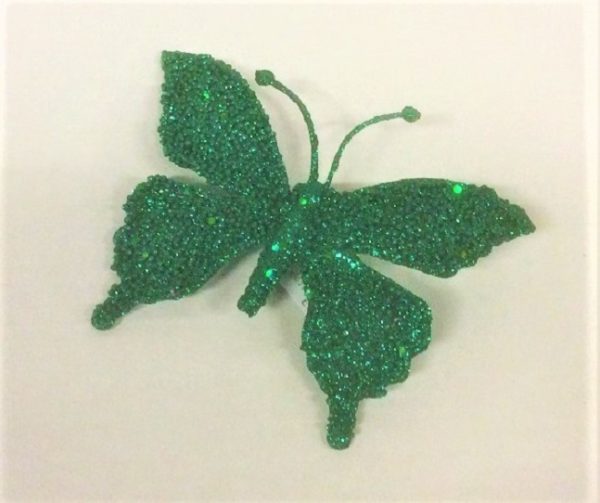 Clip-On Butterfly's 18cm Christmas Decorations Emerald Green Pack x6