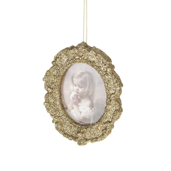 Gold Round Photo Frame Christmas Decoration 11cm Pack x4