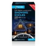 240 Led Supabright White Led Snowing Icicle Christmas Lights + Timer