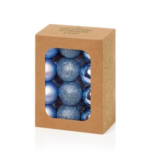 Cornflower Blue Mix 30mm Shatterproof Baubles Christmas Tree Decorations Pack x24