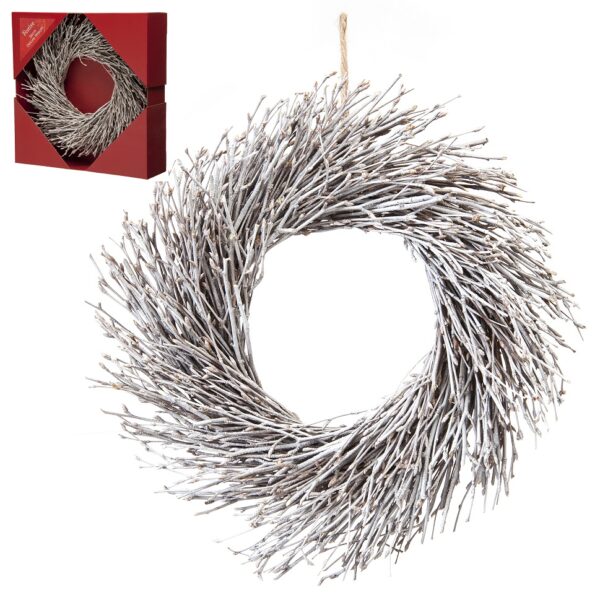 36cm Natural White Twig Wreath Christmas Decoration