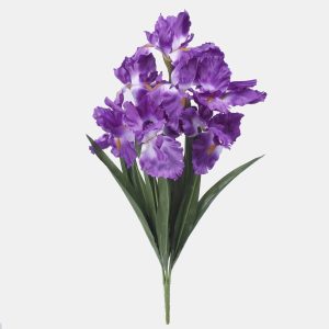 Purple Iris Bush Artificial Silk Flowers 63cm x7 Blooms