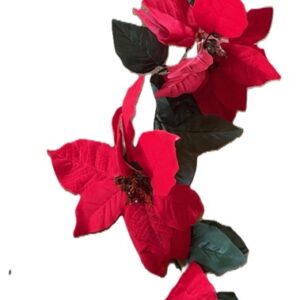 190cm Red Silk Flower Poinsettia Christmas Garland