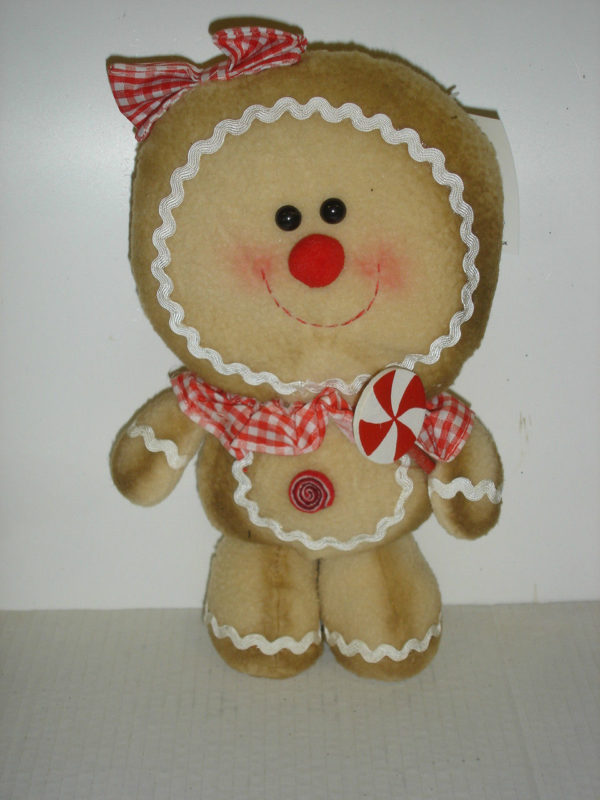 Soft Toy Standing Gingerbread Lady Christmas Figure Decoration 33cm