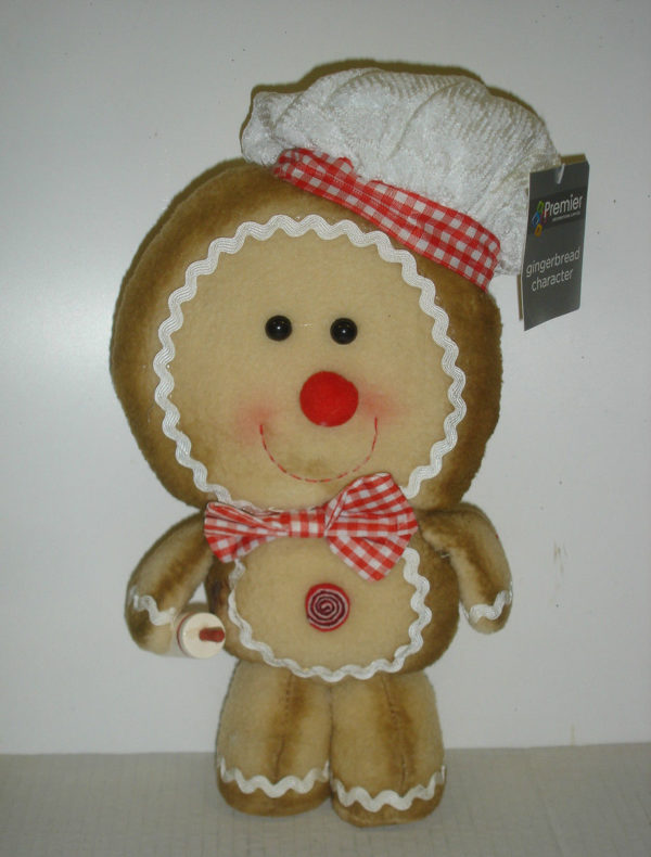 Soft Toy Standing Gingerbread Man Christmas Figure Decoration 33cm