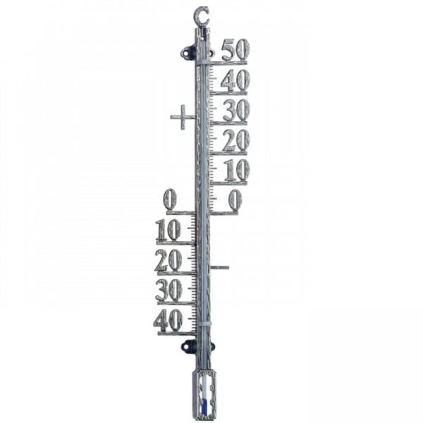 Pewter Finish 41.5cm Outdoor Garden Thermometer Ornament Gardman
