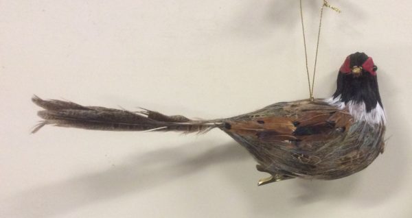 Partridge Large Bird Christmas Decoration 10 Inch Clip On Real Feathers 12800