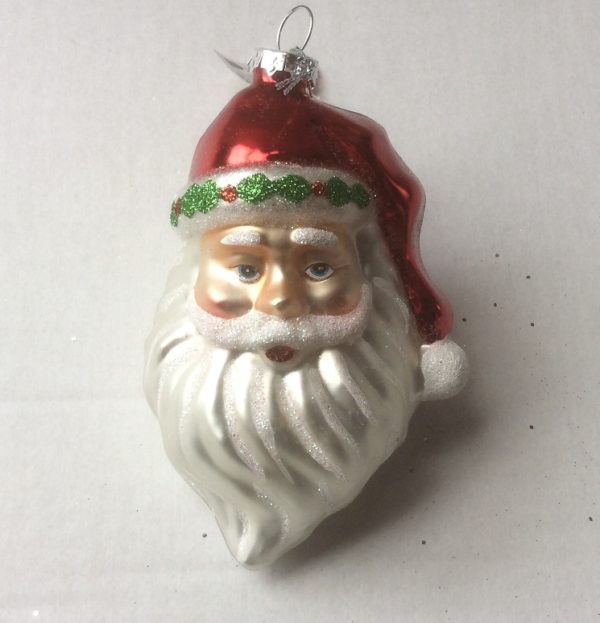 Traditional Glass Santa' 12cm Christmas Decorations Tree Ornaments Pack x2