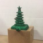 Green Glittered Christmas Tree Stocking Hanger 6"