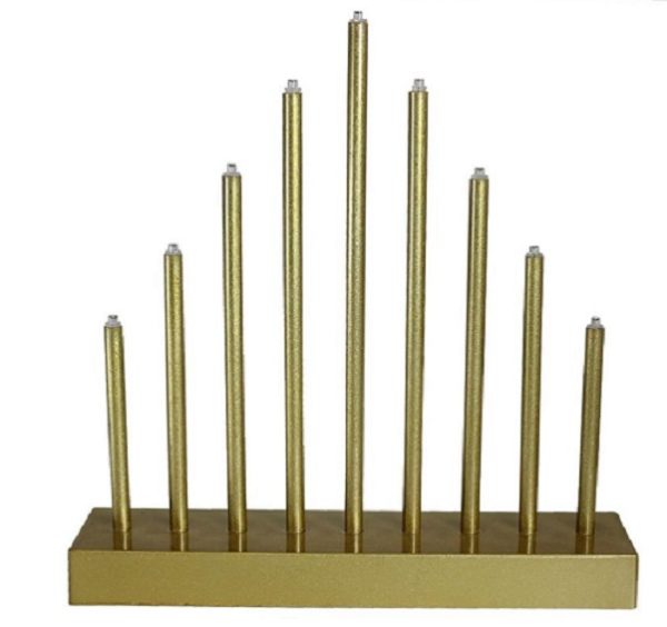 25cm Gold Candle-Bridge 9 LED Lamps & Timer Christmas Decoration