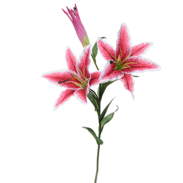 Pink Stargazer Lily Spray Artificial Silk Flowers 81cm Pack 6 Stems