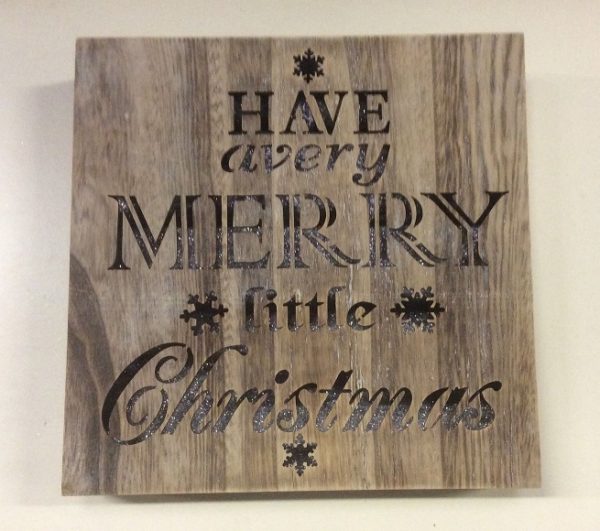Wooden Message LED Lit 'Merry Little Christmas' Sign/Plaque Decoration 31cm
