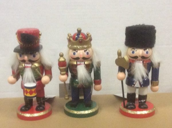 Set of 3 Wooden Nutcracker Soldier Christmas Ornaments 6"