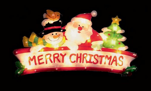 45 x 24cm 'Merry Christmas' Window Silhouette 20 Lamps Premier