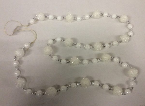 6ft Long Ball & Bead Garland 'WHITE' Christmas Decoration