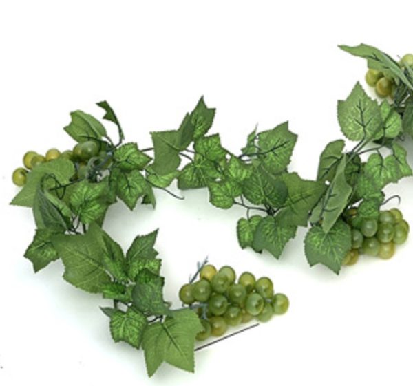 Artificial Silk Garland Green Grape Vine + Fruit 180cm